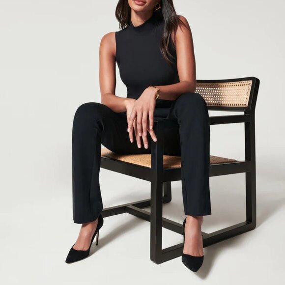 SPANX PETITE PERFECT SLIM PANT SLIM STRAIGHT BLACK NEW WITH TAGS SMALL P - Picture 2 of 11